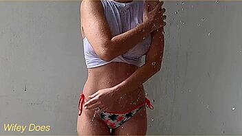 Massive Big Tits Wife Wet T-Shirt Outdoor Compilation