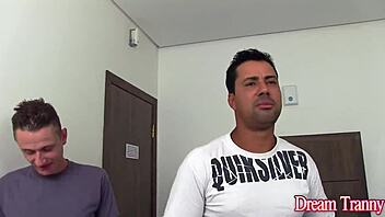 two guys go wild sucking and bareback fucking ts amanda fialho 😈🍆