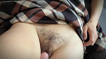 Hey, watch stepmom's hairy wet pussy rubbed close-up till creamy creampie!