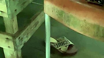 slim waist slut flashes huge puffy pussy lips at crowded beach