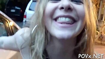 A shaved teen pussy gets pounded hard by erect cock in rough POV