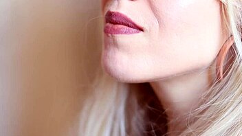 gentle wet lips closeup blowjob asmr cumshot on lipstick slut