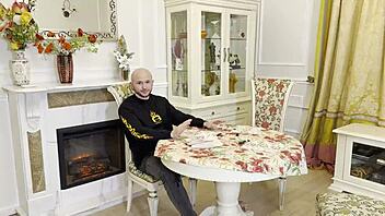 Three friends gangbang Russian bitch Monika Fox dp anal facial