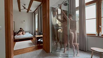 four horny blondes beg for our cocks in steamy orgy shower