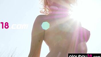 big boobed blonde canadian milf jenessa dawn strips naked outdoors