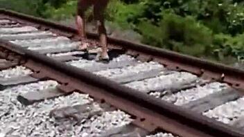 Fisherman catches busty ebony stripper for outdoor dirty shower 💦🍑