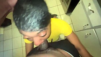 Ebony slut stepsis deepthroats and spreads for creampie