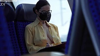 Braless slave wife flashes saggy tits publicly