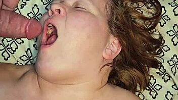 oh fuck yes dirty milf slurps big cock between her huge tits!