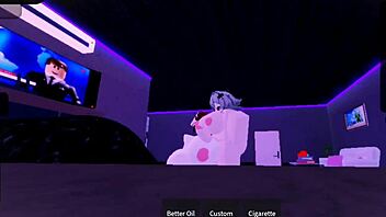 Futanari with monster cock assfucks schoolgirl creampie in house