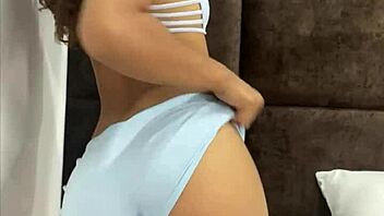 skinny petite latina teen masturbates shaved pussy in cute underwear homemade solo 😘✋💦