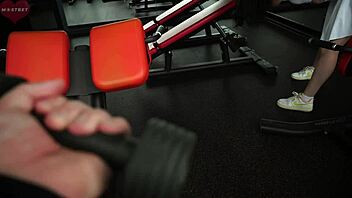 Gym pickup bubble butt girl stretches for rough pounding