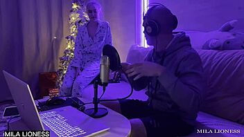 blonde russian milf gets wet pussy pounded during video game stream