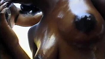 Barefoot pregnant ebony takes interracial cock in every hole