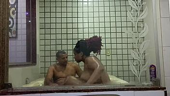 First time sexy latina morena hydro massage big black cock pounding 😍🍆💦