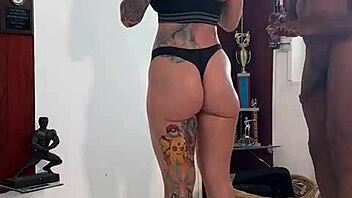 bbc coach oils me up as i flex and rub for camera