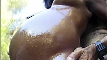 Barefoot pregnant ebony takes interracial cock in every hole