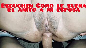 Squeezing hubby's cock with ass until triple creampie