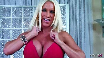 Muscled Milf Bodybuilder Huge Fake Tits Big Clit Hard Fucked By Fat Cock!