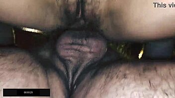 brunette milf in black fishnet stockings enjoys doggystyle sex in steamy sauna