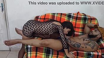 Brazilian lingerie maid blows caught masturbating boss