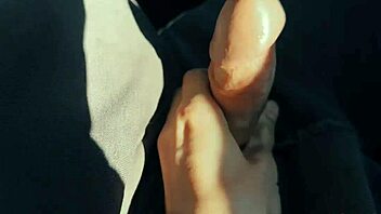 hot babe jerks cock hard while driving wildly