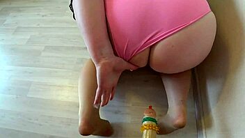 busty milf shakes big ass doggystyle with dildo