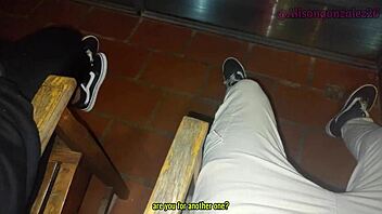 Best friend swallows cock balcony near miss