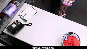 tiny brunette teen shoplifter chanel camryn fucks guard's big dick 😈