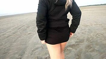 sexy blonde walks panties fucks beach cash outdoor doggystyle