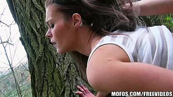 natural czech brunette picked up and fucked outdoors doggystyle