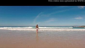 sasha ikeyeva flaunts bikini ass on spanish doninos beach travel show