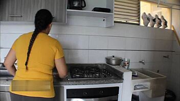 horny latina milf sucks erect cock swallows cum rough