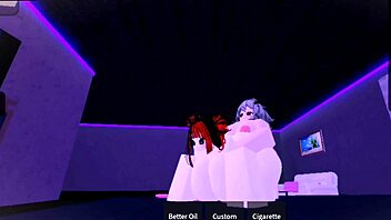 Futanari with monster cock assfucks schoolgirl creampie in house