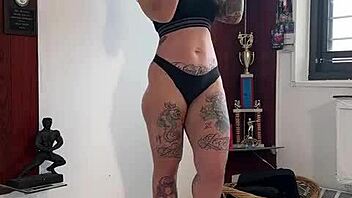 bbc coach oils me up as i flex and rub for camera