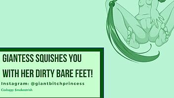 Tall Giantess Goddess Teases Toes Tramples Dirty Bare Feet JOI