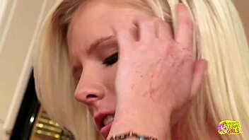 This Blonde Lesbian In Heels Licks Mature Lady's Pussy After Cookies For Old Young Sex