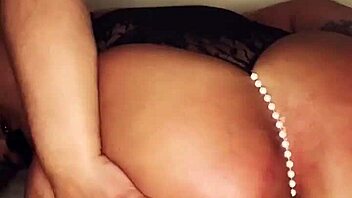 Babydoll screams playing pretty shaved pussy with pearls!