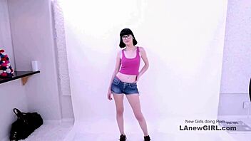 sultry brunette model pounded hard at her casting audition couch