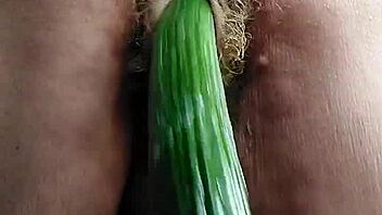 granny shoves cucumber deep in her hairy old beaver