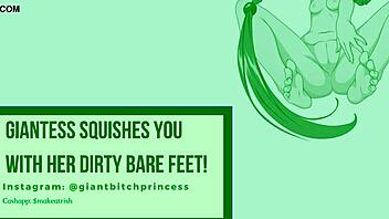 Tall Giantess Goddess Teases Toes Tramples Dirty Bare Feet JOI