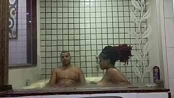 First time sexy latina morena hydro massage big black cock pounding 😍🍆💦