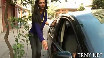 wild tranny grabs two throbbing cocks for anal pounding