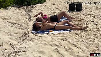 stepmom and young babe flash risky public beach dick for cum on face handjob