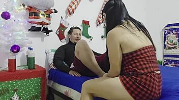 milf caught me stroking and offered her pussy for christmas fantasy fuck