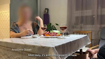 husband jerks hidden under table during her chat