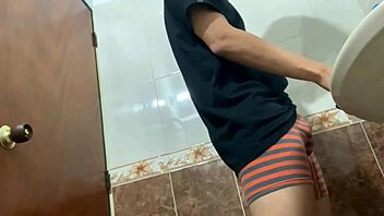 milf catches young stud jerking off begs for pussy lick