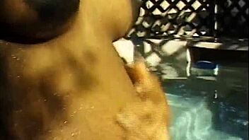 Barefoot pregnant ebony takes interracial cock in every hole