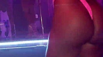 Drunk ebony striptease at Tampa club rips clothes for birthday party fun