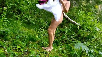 sexy milf goes barefoot undressing her pussy in wild forest vlog 😘🌿